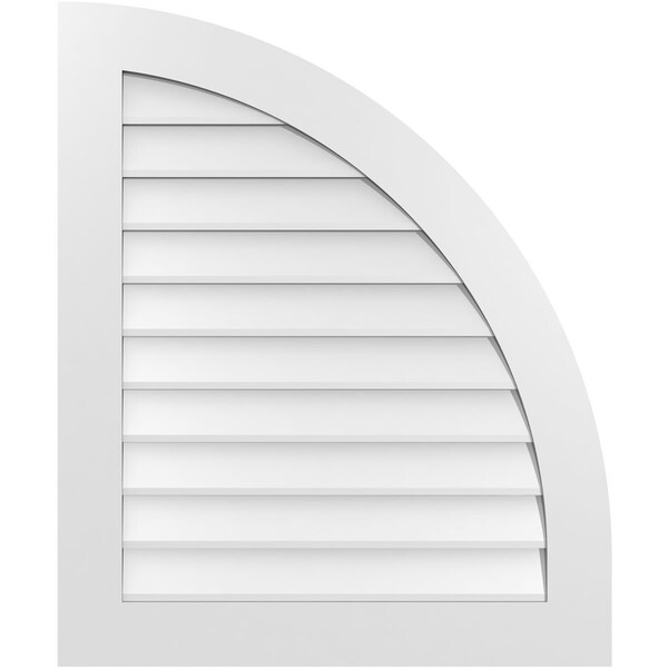 Ekena Millwork Quarter Round Top Right Surface Mount PVC Gable Vent w/ 3-1/2"W x 1"P Standard Frame, 30"W x 36"H GVPQR30X3601SN - main
